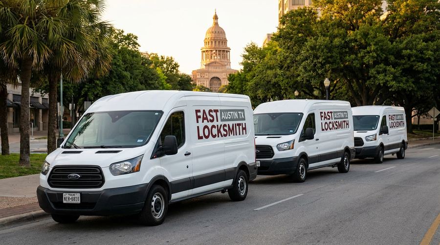 Fast Austin TX Locksmith fleet of mobile service vans across Austin